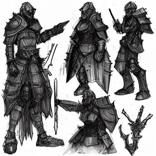 Prompt: ragged bone armor. digital charcoal sketch. prop design multiple angles. # digitalsketch # monochrome # sketch # ink # characterdesign # dndcharacter # charactersketch # characterconcept # conceptart