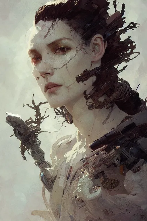 Image similar to A full portrait of a beautiful post apocalyptic offworld arctic biomother, intricate, elegant, highly detailed, digital painting, artstation, concept art, smooth, sharp focus, illustration, art by Krenz Cushart and Artem Demura and alphonse mucha