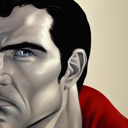 Prompt: an ultra - realistic head and shoulders portrait painting of superman in the style of alex ross. 4 k. ultra - realistic. highly detailed. dark fantasy. epic lighting.