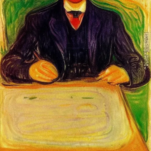 Image similar to Portrait of Edvard Munch by Edvard Munch, oil painting, masterpiece