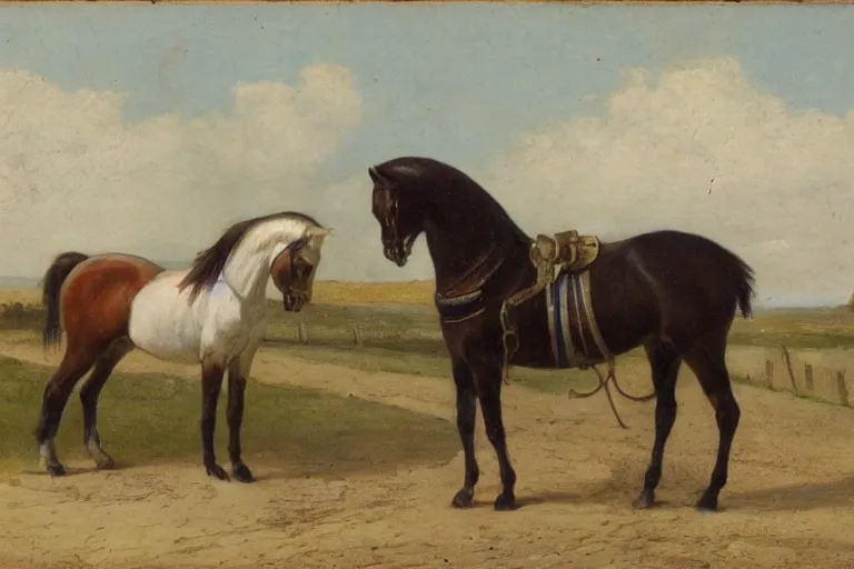 Image similar to horse sitting on a horse, arstation