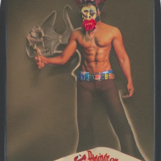 Image similar to Polaroid photo of el diablito loteria character, studio