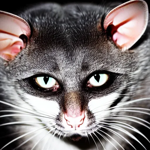 Prompt: a rat - cat - hybrid, animal photography