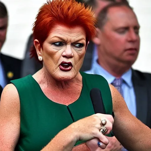 Pauline Hanson With Lizard Skin And A Forked Lizard | Stable Diffusion ...