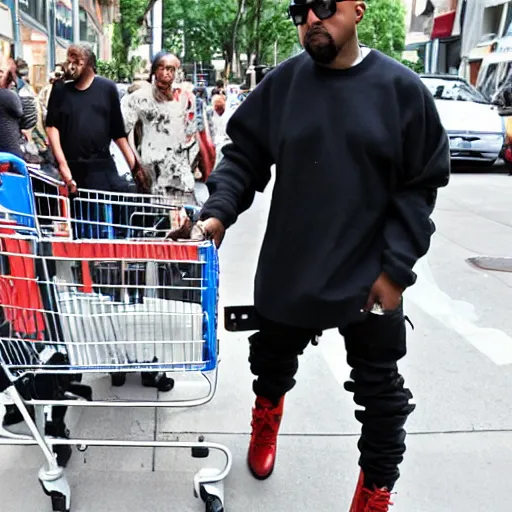 Prompt: kanye west driving a shopping cart