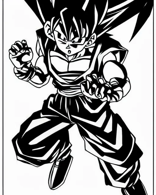 Image similar to goku from dragon ball, sketch by glen keane, black and white illustration by glen keane, concept art, artstation, disney 1 9 9 0