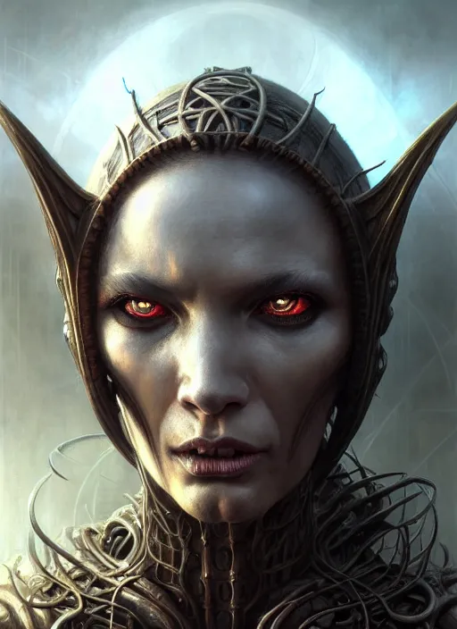 Image similar to closeup portrait shot of a demon woman in a scenic dystopian environment, intricate, elegant, highly detailed, centered, digital painting, artstation, concept art, smooth, sharp focus, illustration, artgerm, tomasz alen kopera, peter mohrbacher, donato giancola, joseph christian leyendecker, wlop, boris vallejo