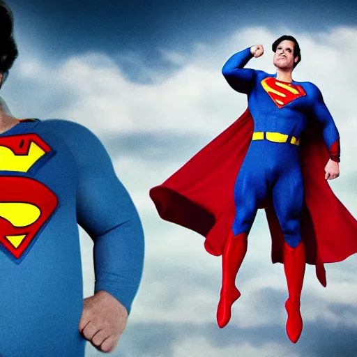 Prompt: danny devito as superman, photo, realistic, 8k