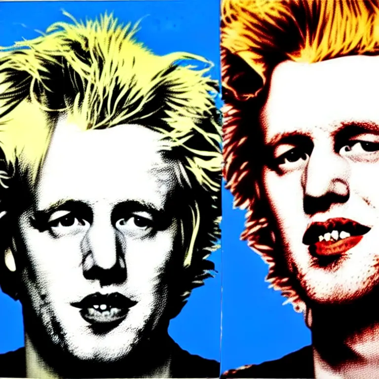Prompt: epic professional digital painting of boris johnson with messy hair, repeated pattern in marilyn diptych by andy warhol, epic, stunning, gorgeous, much wow, masterpiece.