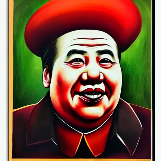 Image similar to communist clown, mao, propaganda art style painting