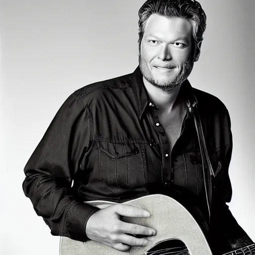 Image similar to portrait of blake shelton by ansel adams