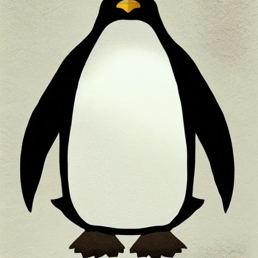 Prompt: creepy penguin illustration, concept art by miki kim