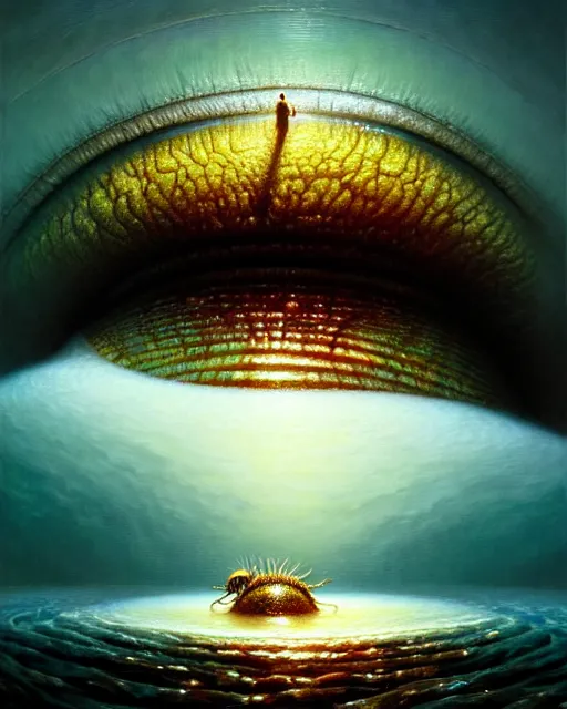 Image similar to a hyper - detailed 3 d render like an oil painting of the hivemind's eye viewing the stream of thought, surrealism!!!!! concept art, lifelike, photorealistic, digital painting, smooth, sharp focus, artstation hd, by greg rutkowski, bruce pennington, valentina remenar, rhads, asher duran,