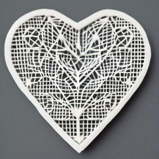 Image similar to lattice heart carved into ivory, c anon 5 d 5 0 mm lens