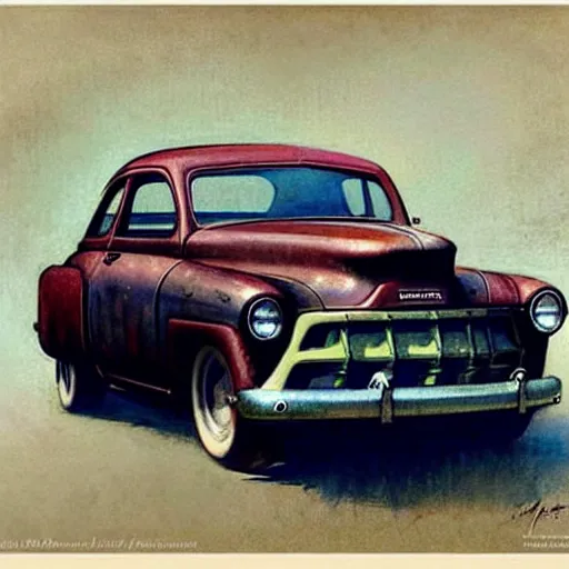 Image similar to (((((1950s hotrod . muted colors.))))) by Jean-Baptiste Monge !!!!!!!!!!!!!!!!!!!!!!!!!!!