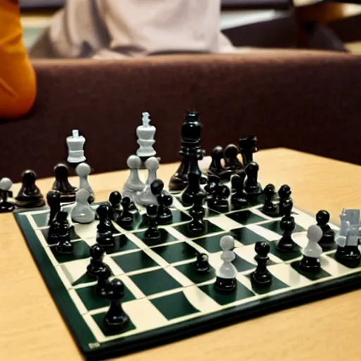 Image similar to robot playng chess, detailed