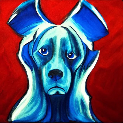 Prompt: blue dog with 3 eyes