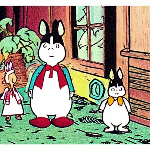 Prompt: scene from moomin anime ( 1 9 8 2 )