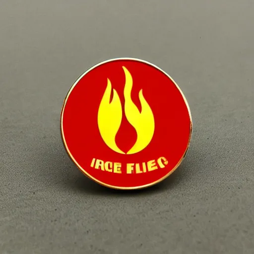 Image similar to a photo of a retro 1 9 6 0 s minimalistic clean fire flames warning label hard enamel pin, studio lighting, behance