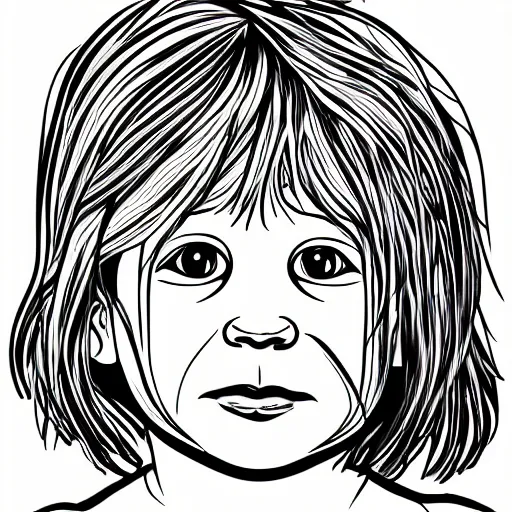 Image similar to Portrait of a children\'s car to paint, linear illustration, LineArt, Vectorial Svg, Black and White.