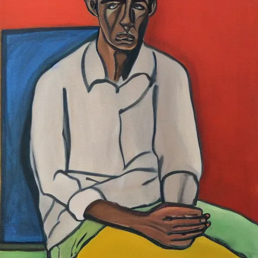 Image similar to a painting in the style of philip alice neel.