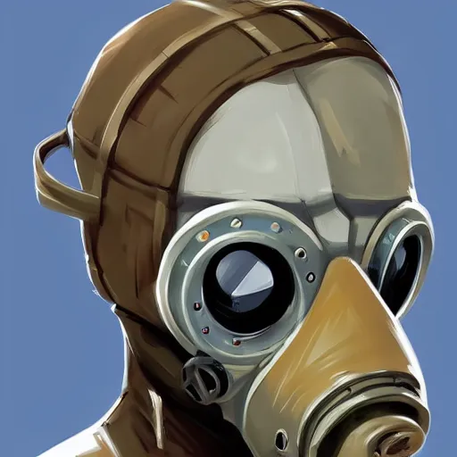 Image similar to concept art of gas mask by jama jurabaev, brush hard, artstation, cgsociety, high quality, brush stroke