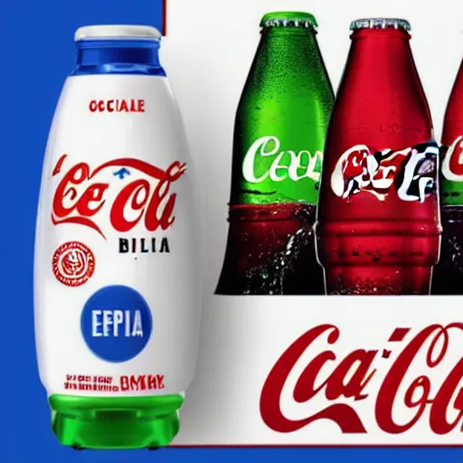 Image similar to epic advertising photo of an hybrid coca - cola and pepsi bottle