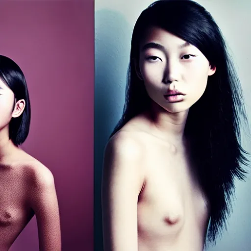 Image similar to photo portrait of beautiful 2 0 - year - old asian woman by'inez and vinoodh ','models. com ', elegant, luxury, masterpiece