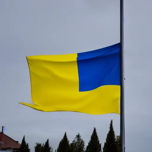 Image similar to a Swedish flag on a flag pole flapping in the wind on sandhamn