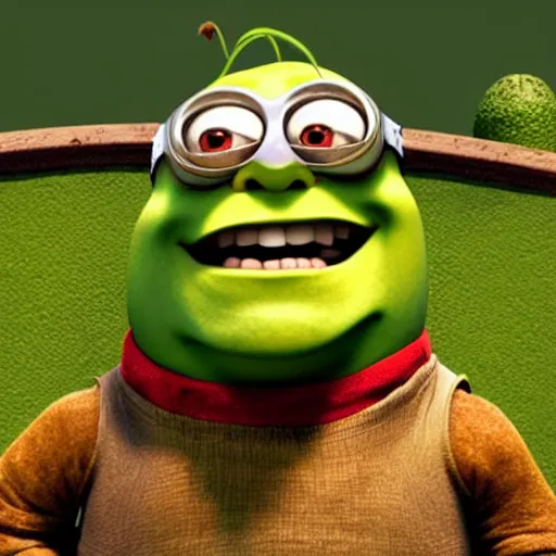 Prompt: “Shrek minion, UHD, hyperrealistic render, 4k”