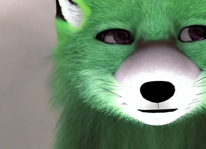 Image similar to muxy logo, nine tail bluish green fox, movie still, 8 k, realistic