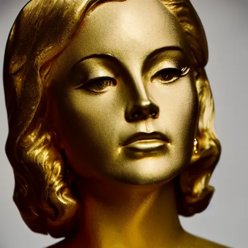 Image similar to golden statue of lana del rey