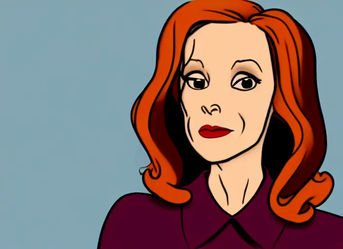 Prompt: dana scully in the style of 1 9 7 0's disney animation