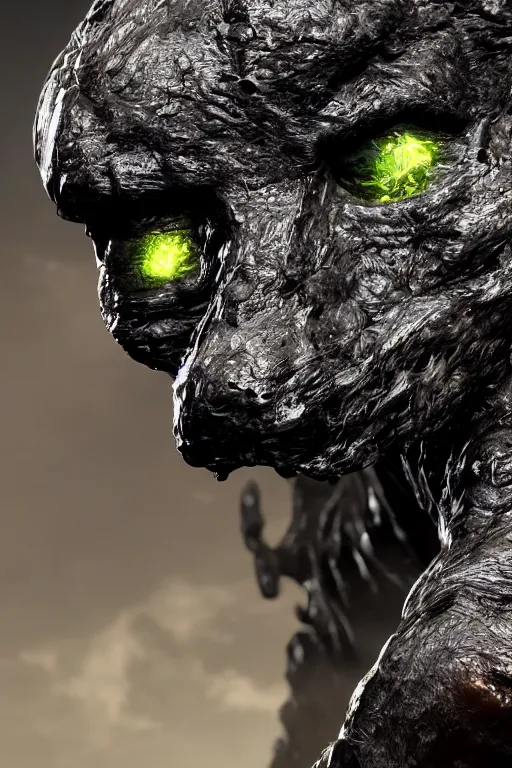 Image similar to cinematography picture of tar monster, covered entirely by eyes, unreal engine 5, ps5, highly detailed, slippery skin, bright lights, 8k, hyper realistic