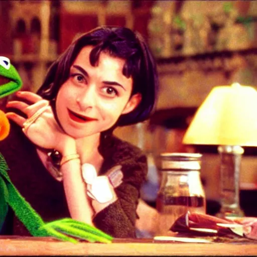 Prompt: Kermit the Frog, from Amelie (2001)