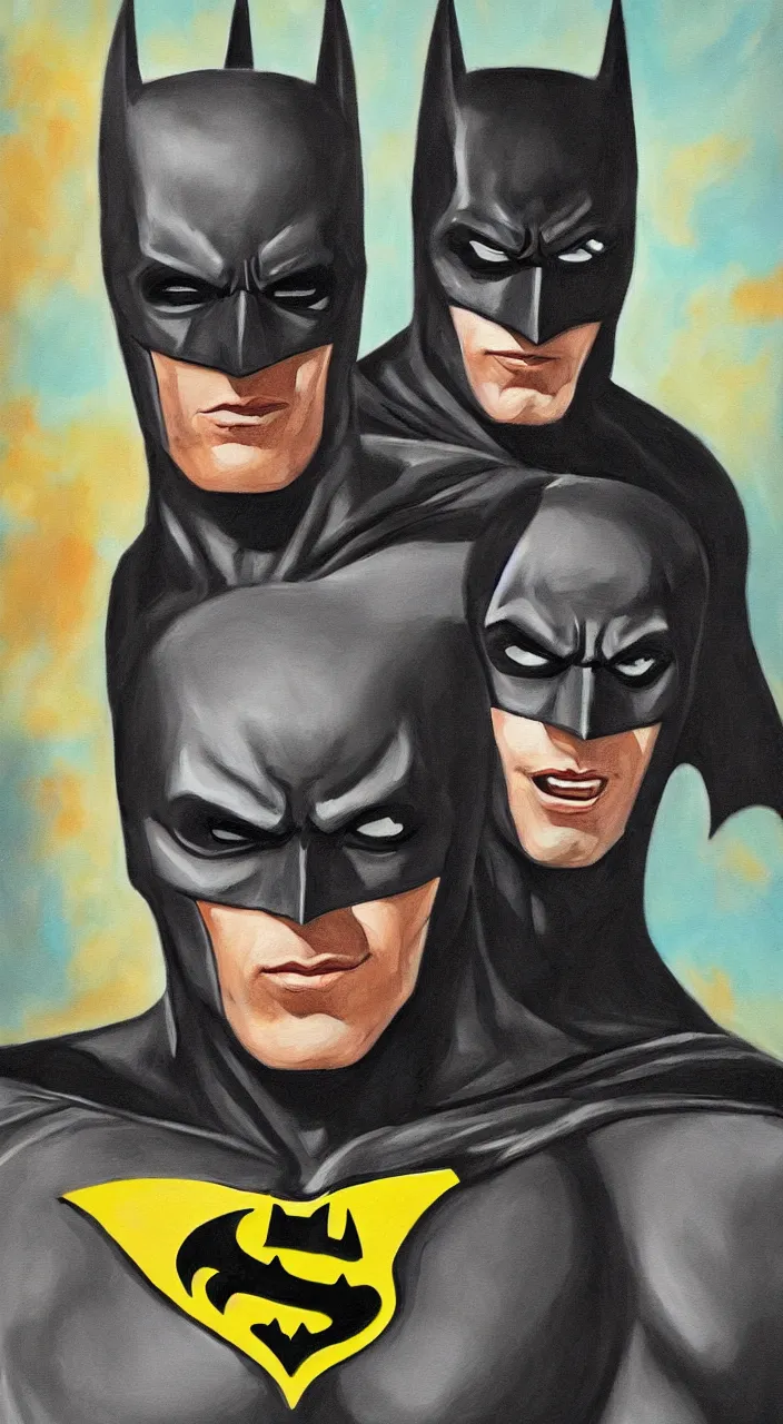 Image similar to a portrait painting of the batman