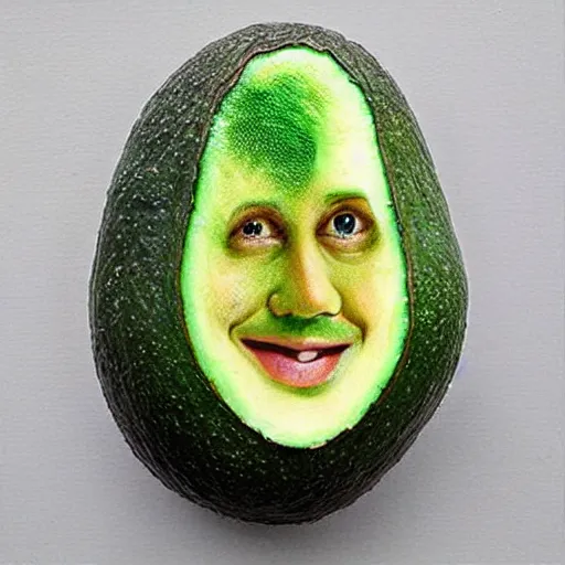 Image similar to famous faces made from avocados, realistic, detailed