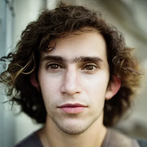 Image similar to portrait of a handsome young white Colombian male with brown hair By Emmanuel Lubezki