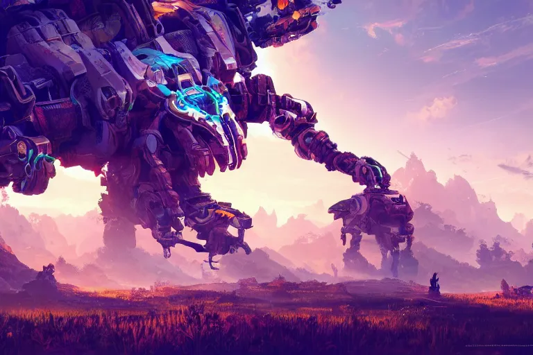 Image similar to tideripper machine mecanical creature robot of horizon forbidden west horizon zero dawn bioluminiscence global illumination ray tracing hdr fanart arstation by ian pesty and alena aenami artworks in 4 k