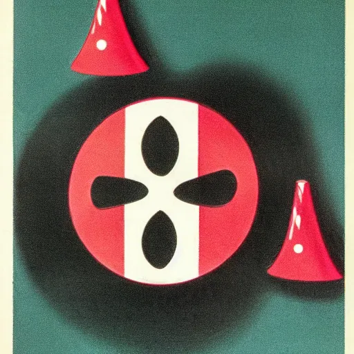 Prompt: 1960s illustration of a centered red and white round peppermint candy as a black hole consuming Candy Land, stunning, high quality