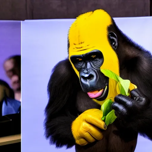 Image similar to A gorilla with banana winning the US election