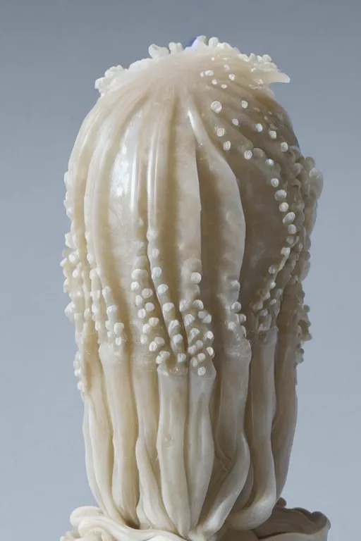 Image similar to a beautifully carved intricate marble statue of a jellyfish