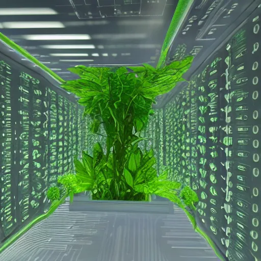 Image similar to inside the biocomputer, organic, plant, realistic