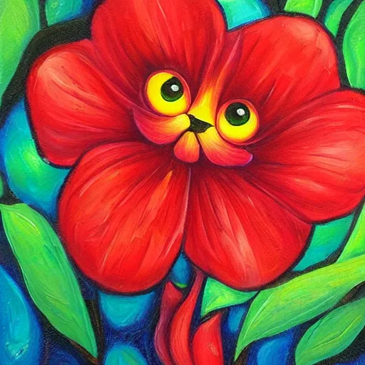 Image similar to oil painting of a red flower by jeremiah ketner