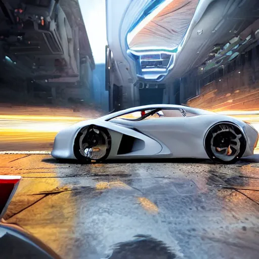 Image similar to car race: center composition, cars portraits, low camera angle, motherboard forms designed by zaha hadid, sci-fi futuristic ultra realistic photography, shot by Andrei Tarkovsky, keyshot render, octane render, unreal engine 5 lumen, high oiled liquid glossy specularity reflections, ultra detailed, golden hour, dramatic lighting 4k, 8k, 16k in the style ofblade runner 2049 Cyberpunk 2077 ghost in the shell thor 2 marvel film : tilt shift: sharp focus