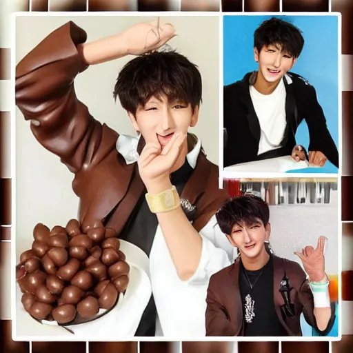 Prompt: “K-pop idol Changbin as a chocolate statue by Michelangelo”