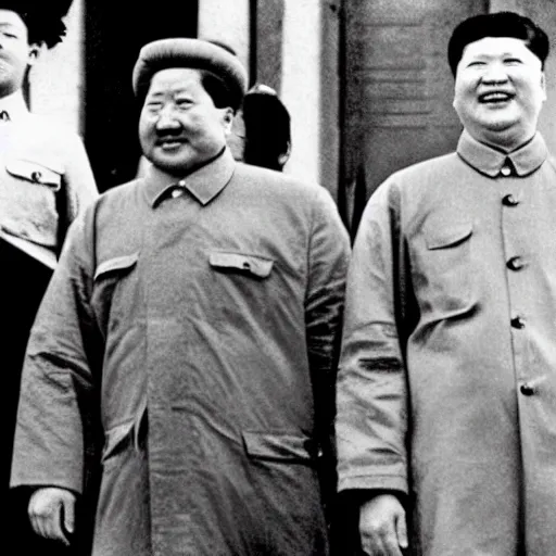 Image similar to mao zedong in pyjamas at a sleepover with stalin 9 0's music video