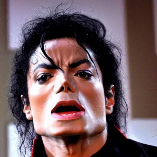 Image similar to Michael Jackson angry at his computer in a Discord server