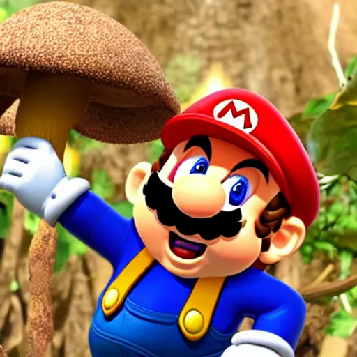 Prompt: mario finds a mushroom