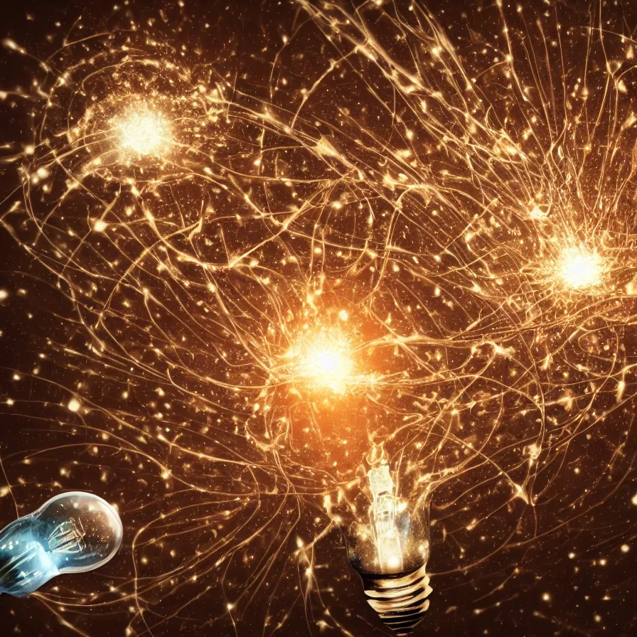 Prompt: lightbulb exploding into the universe, artist impression, 4k HD render, slow motion, psychedelic, intricate detail, one lightbulb, centered image